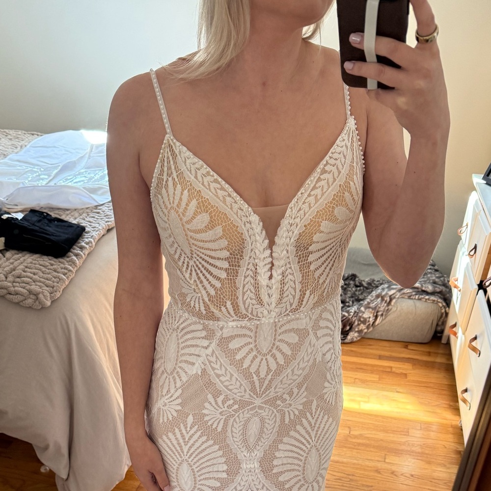kissprom Lace and Pearl Wedding Dress | Boho Beachy | Size 2 | NWT! - Picture 4 of 4